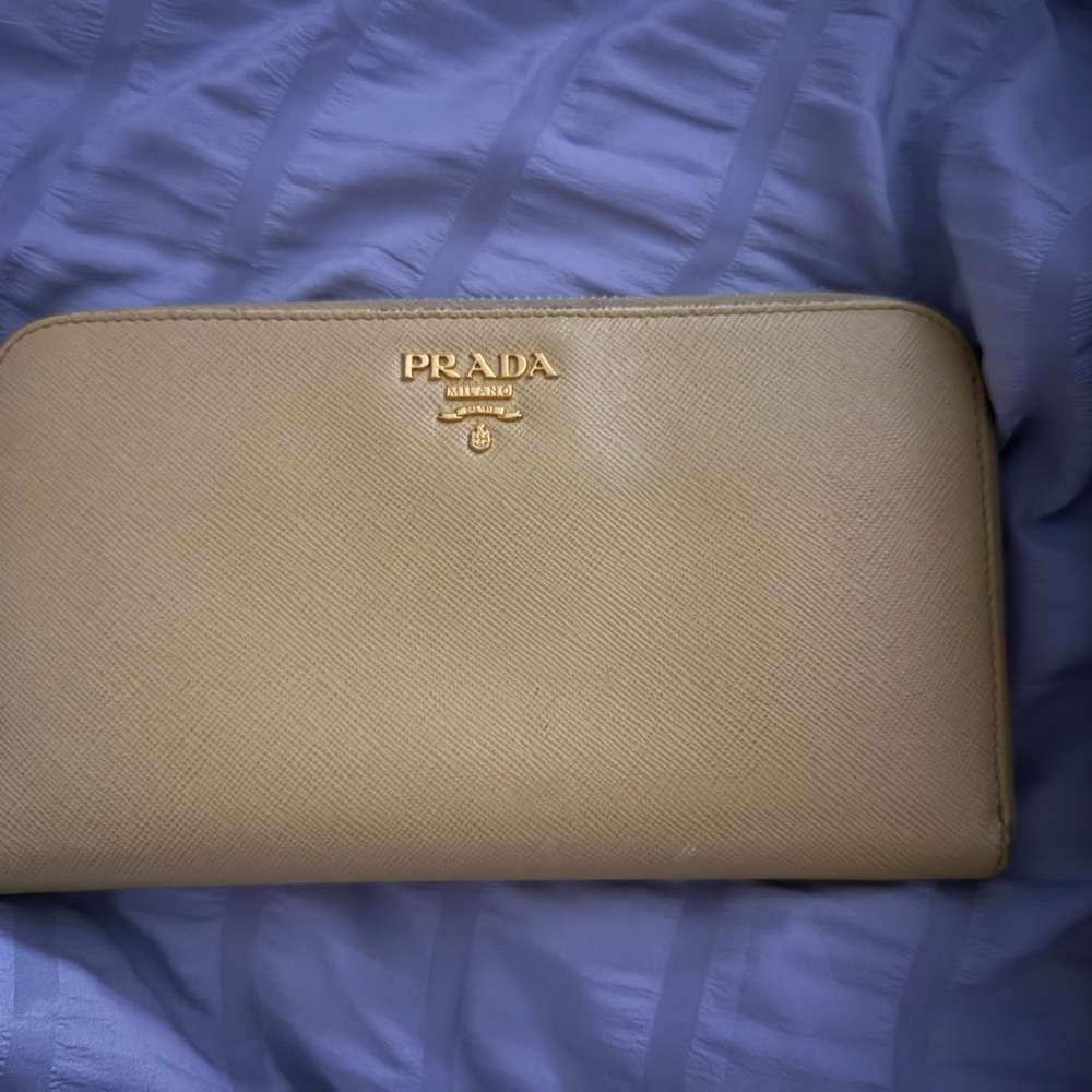 Prada Gold Zip-Around Wallet